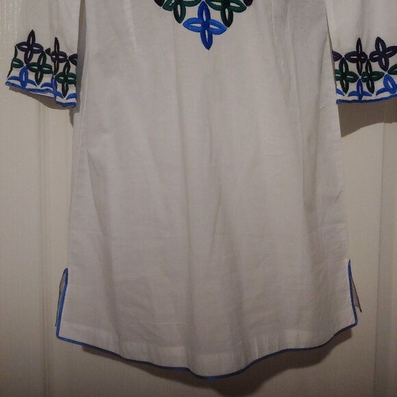 Jude Connally Embroidered 3/4 Sleeve White Lightweight Shift Dress S - Picture 5 of 11